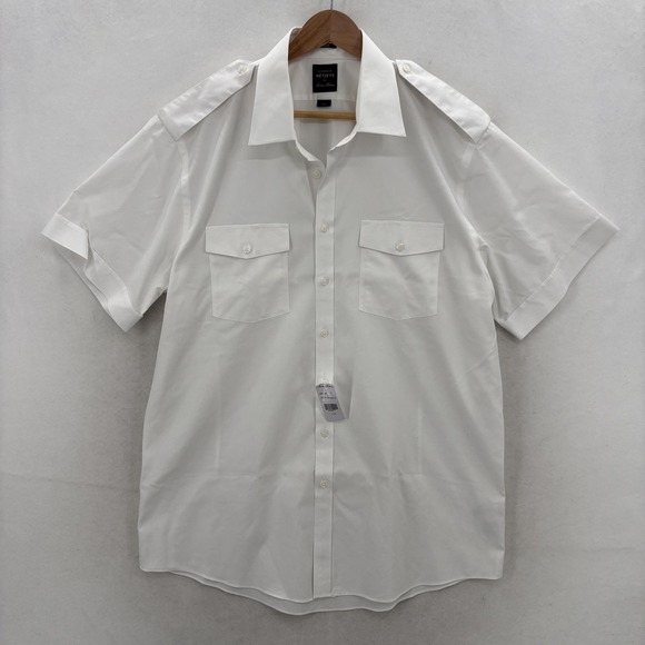 Brooks Brothers NetJets Shirt Mens 17.5 White Short Sleeve Pilot Uniform NWT
